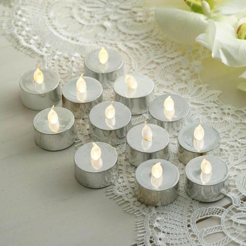 Metallic Blush Silver Battery Operated Tea Light Candles,Flameless LED Candles
