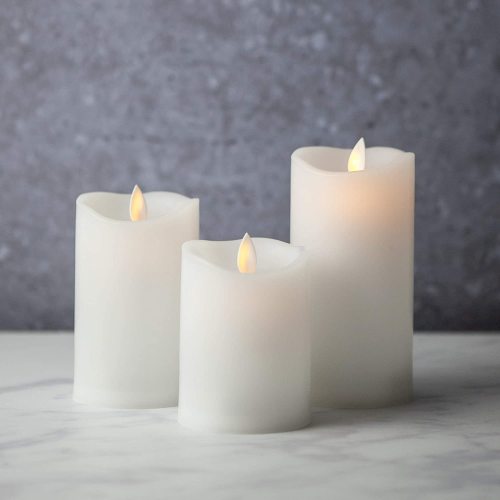 Moving Flame LED Candle 2.8 inch diameter White Realistic