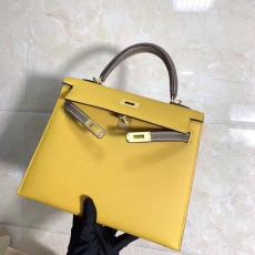 hermes Kelly 25cm top-handle handbag purely-handmade vintage traveling holiday bag in Epsom leather and gold hardware