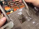 hermes birkin 30 top-handle handbag large-capacity outdoor traveling holiday bag in  crocodile leather