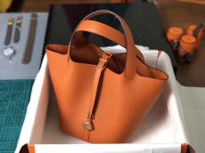 Hermes picotin18/22 lock replica shoulder bag handbag aureate hardware in soft Togo leather pure hand-made wax-thread stiching 