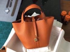 Hermes picotin18/22 lock replica shoulder bag handbag aureate hardware in soft Togo leather pure hand-made wax-thread stiching 