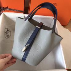 real shot Hermes picotin18/22 lock shoulder shopping bag handbag in soft Togo leather pure hand wax-thread stiching 