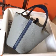 real shot Hermes picotin18/22 lock shoulder shopping bag handbag in soft Togo leather pure hand wax-thread stiching 