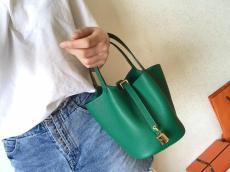 olive green Hermes picotin18/22 lock replica shoulder shopping bag handbag golden hardware in soft Togo leather pure hand-made wax-thread stiching 