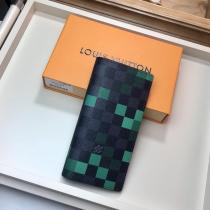 M60162 Louis Vuitton/LV brazza mosaic chequer clamshell twofold longwallet small purse multi-slots 