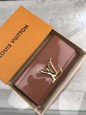 real shot Louis vuitton/LV clamshell double-folding longwallet clutch handbag in shiny cowhide patent leather 