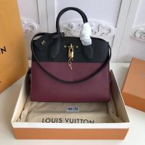 Louis Vuitton city steamers color-contrast large-capacity handbag briefcase crossbody bag with iconic gold  padlock  decoration 