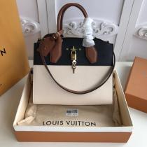 Louis Vuitton city steamers color-contrast large-capacity handbag briefcase crossbody bag with iconic gold  padlock  decoration 