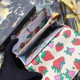 Gucci horsebit clamshell three-folding strawberry- pattern-printing small long purse coin pouch super cute 