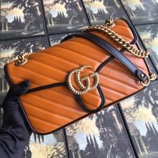 Gucci marmont female casual clamshell V-shape quited messenger bag sling-chain shoulder waist bag aureate hardware 