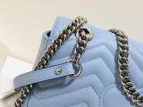 Gucci marmont female casual clamshell V-shape quited messenger bag sling-chain shoulder waist bag  aureate hardware medium size