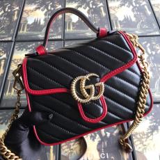 small size Gucci female  marmont V-shape quited clamshell portable messenger bag antique bronze hardware 