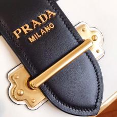 1BD045 Prada female color-contrast mixed-material clamshell double-compartment shoulder messenger bag antique bronze hardware