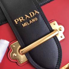 1BD045 Prada female color-contrast mixed-material clamshell double-compartment shoulder messenger bag antique bronze hardware
