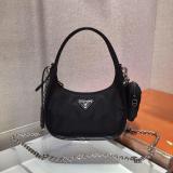 Prada female Re-edtion nylon three-pieces set waterproof half-moon shoulder bag 