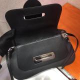 1BD168 Prada female pure-color vintage flap half-moon saddle bag equipped with twin shoulder strap silver hardware 