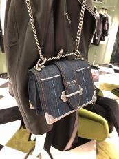 Prada cahier female casual vintage canvas messenger bag flap sling-chain crossbody bag compact suitcase silver hardware