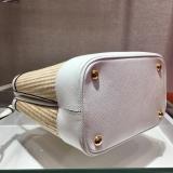 1BA212 Prada ladies saffiano pure-hand-made grass-woven bucket bag graceful basket bag gold hardware 