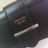 1BD168 Prada female pure-color vintage flap half-moon saddle bag equipped with twin shoulder strap silver hardware 