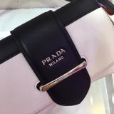 1BD168 Prada female color-contrast vintage flap half-moon saddle bag equipped with twin shoulder strap silver hardware 