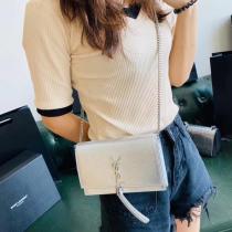 Yves Saint laurent/YSL  female exquisite tassel square bag chain strap crossbody bag graceful practical clutch 
