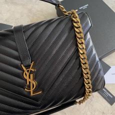 Yves Saint laurent/YSL monogram women chevron quilted portable messenger bag lightweight satchel bag  Large size