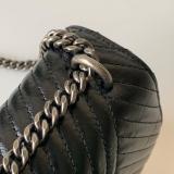 Yves Saint laurent/YSL Sunset22 chevron quilted vintage square bag slingsling-chain crossbody bag silver hardware 
