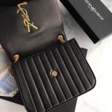 Yves Saint laurent/YSL Vicky female quilted flap chain-strap crossbody bag twin size antique bronze hardware 