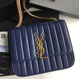 Yves Saint laurent/YSL Vicky female quilted flap chain-strap crossbody bag twin size antique bronze hardware