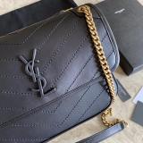 Yves Saint laurent/YSL women stylish quilted flip vintage messenger bag in lambskin leather golden-tone hardware 