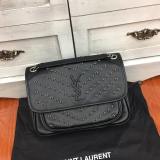 Yves Saint laurent/YSL NiKI28 female woven flip messenger bag elegant vintage chain strap crossbody bag double size for choice 