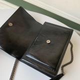 Yves Saint laurent/YSL Sunset22 chevron quilted vintage square bag slingsling-chain crossbody bag silver hardware 