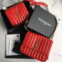 Yves Saint laurent/YSL Vicky female quilted flap chain-strap crossbody bag twin size in glossy patent lambskin leather 