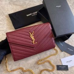 Yves Saint laurent/YSL female chevron-quilted WOC flap chain-strap crossbody bag small square bag enormous color for option