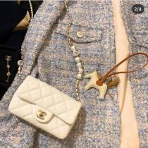 Chanel Cfmini classic pearl-chain-strap flap crossbody bag exquisite smartphone makeup bag 