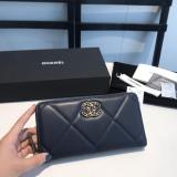 Chanel ohanel female practical bifold flip multislots card holder longwallet long purse in lambskin leather 