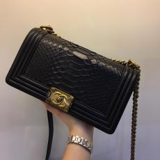Chanel Le boy women's luxury vintage chain-strap crossbody bag elegant messenger bag antique bronze  hardware in Python leather