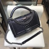 Chanel Le boy 7088 female luxury portage flap crossbody shoulder bag vintage suitcase in Python leather 