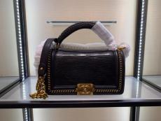 Chanel Le boy handbag luxury lizard-leather portable messenger bag single chain crossbody flap bag medium size  antique bronze hardware