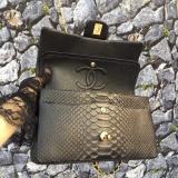Chanel CF classic flap female luxury chain-strap crossbody shoulder bag small square Box bag medium size in Python leather 