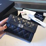 Chanel 2.55 collection female quilted clamshell trifold medium wallet purse passport card holder versatile coin pouch 