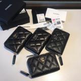 Chanel Caviar black quilted zipper small wallet purse coin pouch 