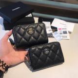 Chanel Caviar black quilted zipper small wallet purse coin pouch 