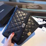 Chanel Le boy caviar black purse elegant quilted zipper long purse longwallet multislots card holder 