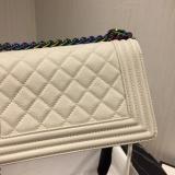 Chanel boy 25 female quilted vintage messenger bag classic flap crossbody bag with stunning varied-color chain strap