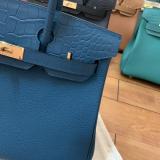 Hermes BIrkin Touch 30cm handbag purely-hand-stiched traveling holiday bag  large-capacity briefcase laptop bag  in crocodile and togo leather