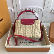 M55011 Louis Vuitton/LV women's Capucines BB woven handbag three-compartment lightweight shopping tote bag with protective base studs