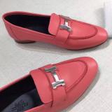 Hermes female stylish suede leather loafer comfortable driver shoe casual gorgeous street outfits with adorned H-logo buckle 