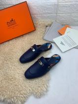 Hermes female classic purely-handstiched casual slipper outdoor sandal mules half drag shoe embellished with symbolic branded turn-lock 